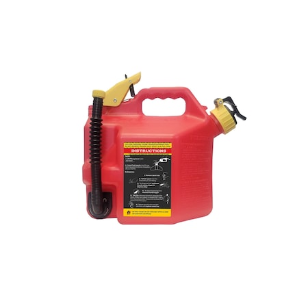 Surecan Gas Can, HDPE, 2 gal, Flexible Rotating Nozzle, Self Venting, Thumb Trigger, Red, Gasoline SUR2SFG2