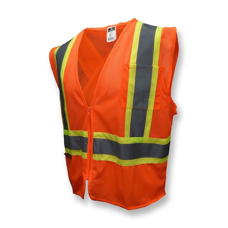 Radians Two-Tone Safety Vest L Class 2 X Back, , Zipper Closure 2 Pockets SV22X-2ZOM-L