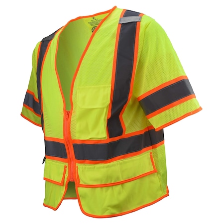 Radians Two-Tone Safety Vest 2XL Class 3 , Zipper Closure 2 Pockets SV2725-3ZGM-2X