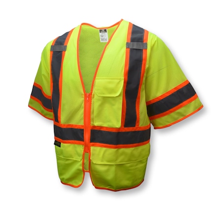 Radians Radians SV272-3 Type R Class 3 Multipurp, 100% Polyester Mesh, Zipper Closure Closure, Hi-Vis Green SV272-3ZGM-XL