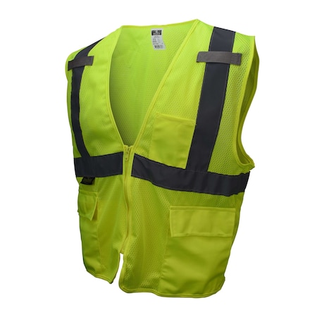 Radians Radians SV27 Multipurpose Surveyor Type, 100% Polyester Mesh, Zipper Closure Closure, Hi-Vis Green SV27-2ZGM-XL