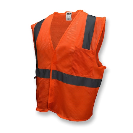 Radians Hi-Vis Economy Safety Vest Xl Class 2 U-Block Back, , Hook & Loop 2 Pockets SV2OMXL
