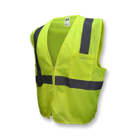 Radians Hi-Vis Economy Safety Vest 2XL Class 2 U-Block Back, , Zipper Closure 2 Pockets SV2ZGM2X