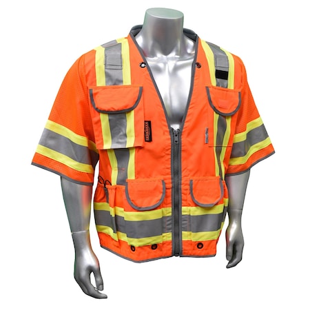 Radians Two-Tone Hi-Vis Engineer Vest w/Sleeves 2XL Class 3 , Zipper 12 Pockets, 2 Mic Tab SV55-3ZOD-2X
