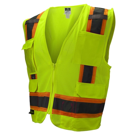 Radians Radians SV6 Two Tone Surveyor Type R Cla, 100% Polyester Mesh, Zipper Closure Closure, Hi-Vis Green SV6-2ZGM-L
