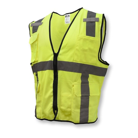 Radians Radians SV7E Surveyor Type R Class 2 Saf, 100% Polyester Mesh, Zipper Closure Closure, Hi-Vis Green SV7E-2ZGM-2X/3X