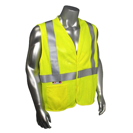 Radians Hi-Vis FR Safety Vest 2XL Class 2 , Hook & Loop 2 Pockets SV97-2VGMFR-2X