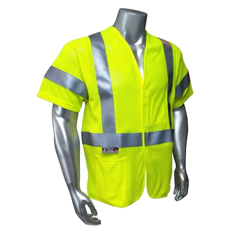 Radians Hi-Vis FR Safety Vest 5XL Class 3 , Hook & Loop 2 Pockets SV97-3VGMFR-5XL