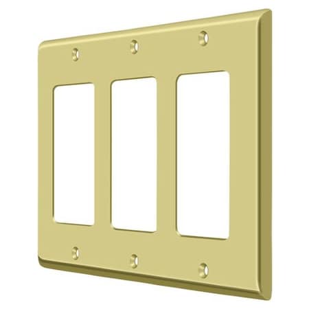 Deltana Triple Rocker Switch Plate, Number of Gangs: 3 Solid Brass, Polished Brass Finish SWP4740U3