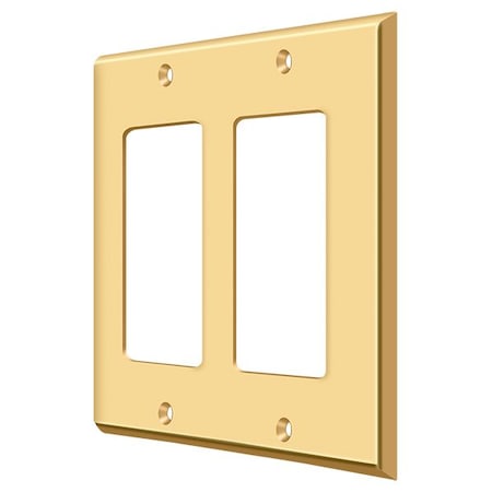 Deltana Double Rocker Switch Plate, Number of Gangs: 2 Solid Brass, PVD Polished Brass Finish SWP4741CR003