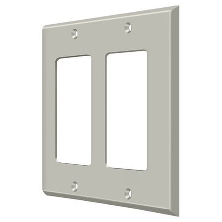 Deltana Double Rocker Switch Plate, Number of Gangs: 2 Solid Brass, Brushed Nickel Finish SWP4741U15