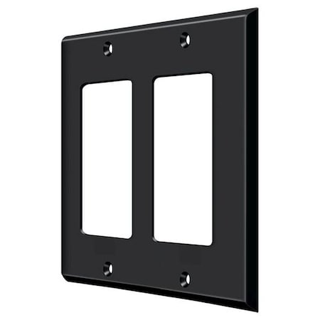 Deltana Switch Plate, Double Rocker Black SWP4741U19