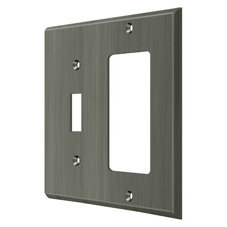 Deltana Single Switch/Single Rocker Switch Plate, Number of Gangs: 2 Solid Brass, Antique Nickel Finish SWP4743U15A