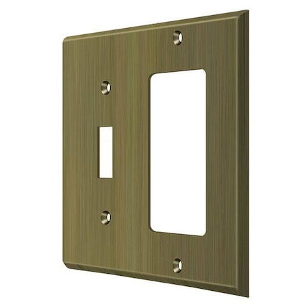 Deltana Single Switch/Single Rocker Switch Plate, Number of Gangs: 2 Solid Brass, Antique Brass Finish SWP4743U5