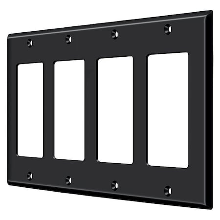 Deltana Quadruple Rocker Switch Plate, Number of Gangs: 4 Solid Brass, Paint Black Finish SWP4744U19