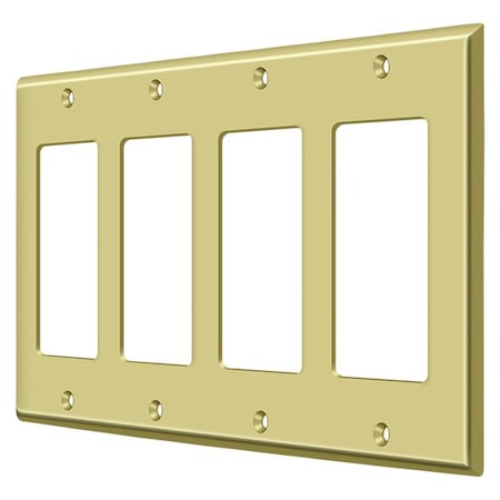 Deltana Quadruple Rocker Switch Plate, Number of Gangs: 4 Solid Brass, Polished Brass Finish SWP4744U3