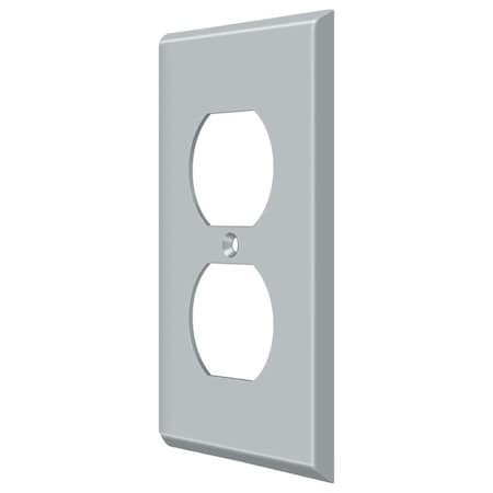 Deltana Double Outlet Switch Plate, Number of Gangs: 1 Solid Brass, Brushed Chrome Finish SWP4752U26D