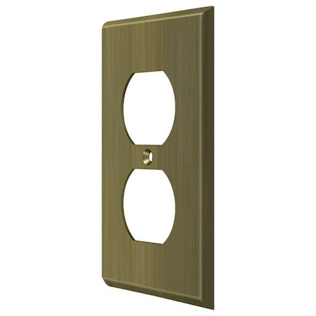 Deltana Double Outlet Switch Plate, Number of Gangs: 1 Solid Brass, Antique Brass Finish SWP4752U5