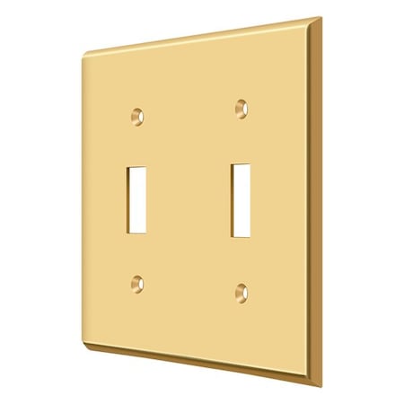 Deltana Double Standard Switch Plate, Number of Gangs: 2 Solid Brass, PVD Polished Brass Finish SWP4761CR003