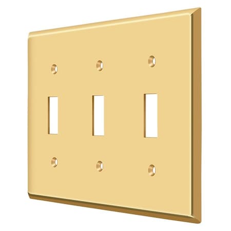 Deltana Triple Standard Switch Plate, Number of Gangs: 3 Solid Brass, PVD Polished Brass Finish SWP4763CR003