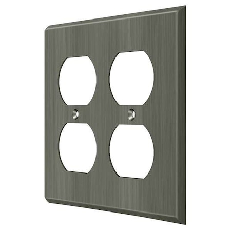 Deltana Quadruple Outlet Switch Plate, Number of Gangs: 2 Solid Brass, Antique Nickel Finish SWP4771U15A