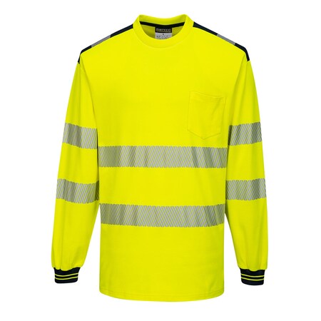 Portwest PW3 Hi-Vis T-Shirt L/S, Class 3, Type R, 55% Cotton, 45% Polyester, Yellow/Black, Med T185