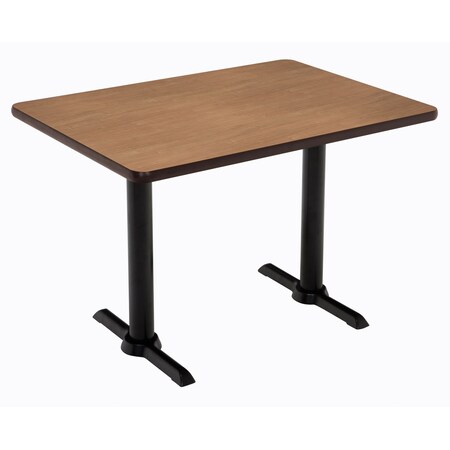 Kfi Rectangle KFI Mode 30" x 48" Conference Table, River Cherry Finish, Black T-leg Base, Bistro Height T3048-B2065-BK-7937-38
