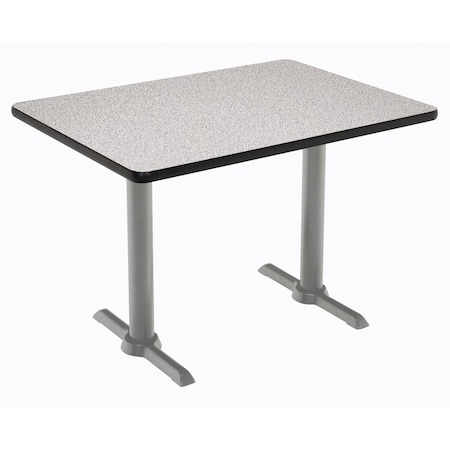 Kfi Rectangle KFI Mode 30" x 48" Conference Table, Grey Nebula Finish, Silver T-leg Base, Bistro Height T3048-B2065-SL-GYN-38