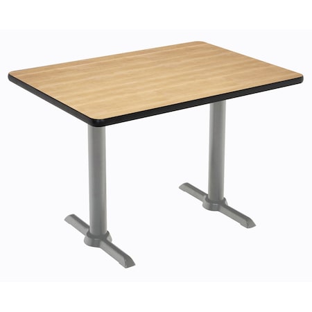 Kfi Rectangle KFI Mode 30" x 48" Conference Table, Natural Finish, Silver T-leg Base, Bistro Height T3048-B2065-SL-NA-38