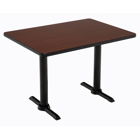 Kfi Rectangle KFI Mode 30" x 60" Conference Table, Mahogany Finish, Black T-leg Base, Bistro Height T3060-B2065-BK-MH-38