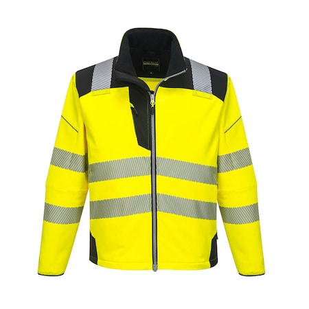 Portwest Hi-Vis Softshell Jacket, 94% Polyester, 6% Elastane, Yellow/Black, 5XL T402
