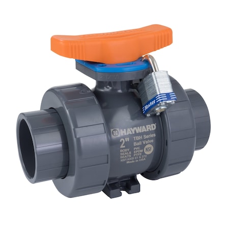 Hayward Flow Control Ball Valve, True Union, 1/4", PVC/FPM, Full Port, Socket TBH1025A0SV0000