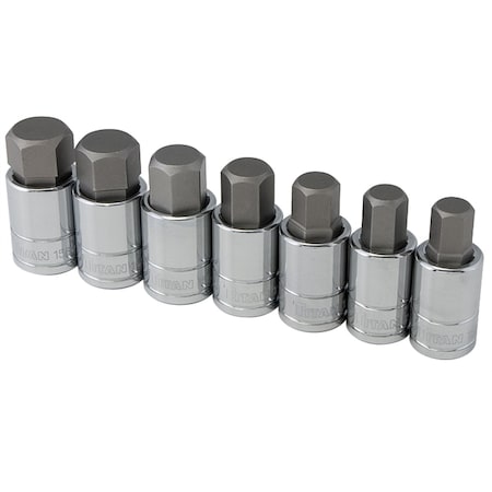Titan MetricLargeHexBitSocketSet, 1/2"Dr, 7 pcs. 16157