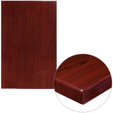 Flash Furniture Rectangle Mahogany Resin Table Top, 30" x 48", 30" W, 48" L, 2" H, Resin, Mahogany TP-MAH-3048-GG