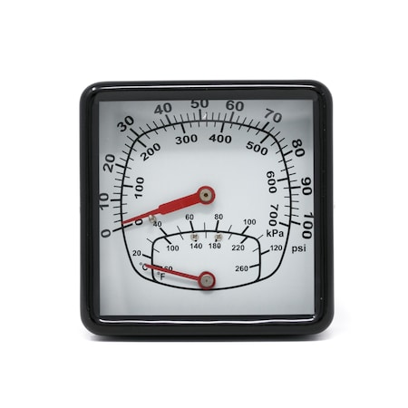 Pic Gauges 4 in Dial, 1/2 in NPT Back Location, Painted Steel Case Material TRI-SQ-402R-E