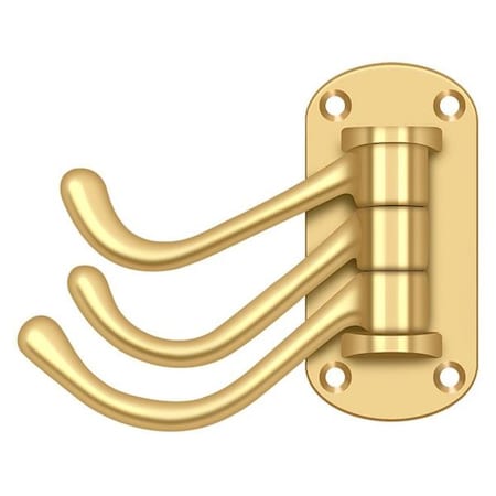 Deltana Triple Swivel Hook, Heavy Duty, 4" Projection Lifetime Brass TSH40CR003