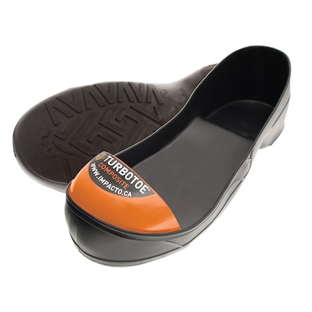 Impacto Toe Cap Overshoes, Composite Toe, 3 in Height, Ribbed Sole, Black, Orange, L TTCOMPL