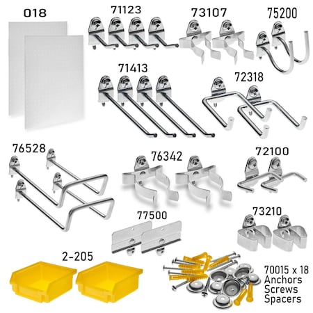 Triton Products DuraHook Wall Organizer - 2 DuraBoards 24 Hooks 4 Hanging Bins and Mounting Hardware 990