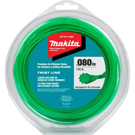 Makita Twisted Trimmer Line, 0.080", Green, 175 T-03866
