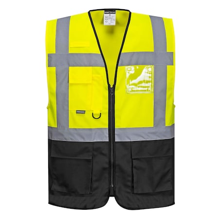 Portwest Warsaw Executive Hi-Vis Vest L Class 1 , Zipper 7 Pockets, 2 Mic Tab, ID Window UC476