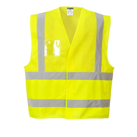 Portwest Hi-Vis Mesh Vest, XX/3X 2XL, 3XL Class 2 , Hook and Loop 2 Pockets, ID Window UC494