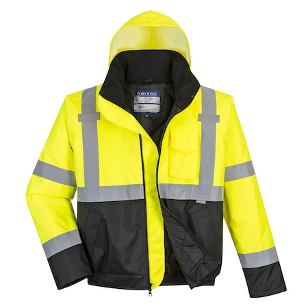 Portwest Hi-Vis Two-Tone Bomber Jacket, 100% Polyester, Yellow/Black, XL US363