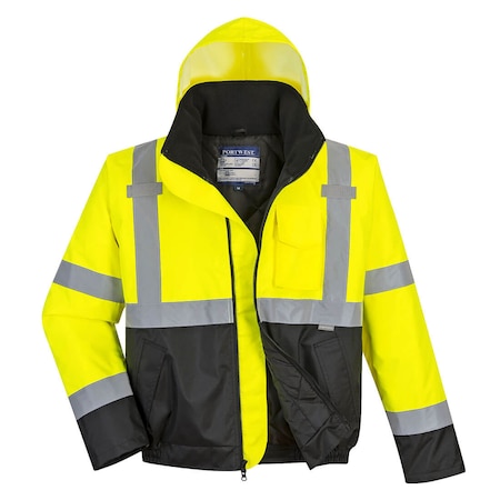 Portwest Hi-Vis Two-Tone Bomber Jacket, 100% Polyester, Yellow/Black, L US363