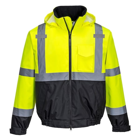 Portwest Hi-Vis Premium Bomber Jacket, 100% Polyester, Yellow/Black, 7XL US364
