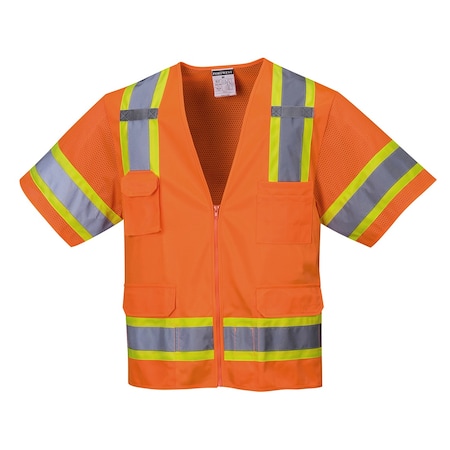 Portwest Aurora Hi-Vis Vest w/Sleeves XL Class 2 , zipper 6 Pockets, 2 Mic Tab US373
