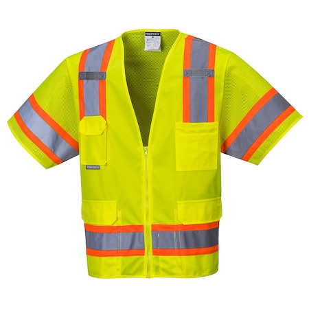 Portwest Aurora Hi-Vis Vest w/Sleeves 2XL Class 2 , zipper 6 Pockets, 2 Mic Tab US373