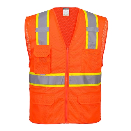 Portwest Orlando Hi-Vis Vest M Class 2 , Zipper 6 Pockets, 2 Mic Tab US374