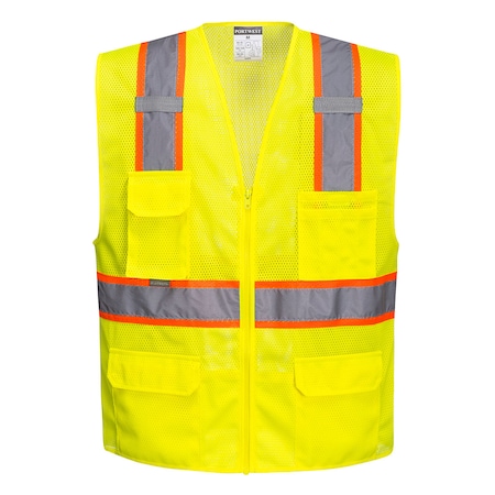 Portwest Orlando Hi-Vis Vest M Class 2 , Zipper 6 Pockets, 2 Mic Tab US374