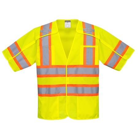 Portwest Hi-Vis Breakaway Vest w/Sleeves 6XL Class Class 3 4 Pockets, 2 Mic Tab US382