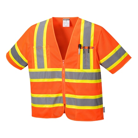 Portwest Augusta Hi-Vis Vest w/Sleeves 3XL Class Class 3 , Zipper 4 Pockets US383